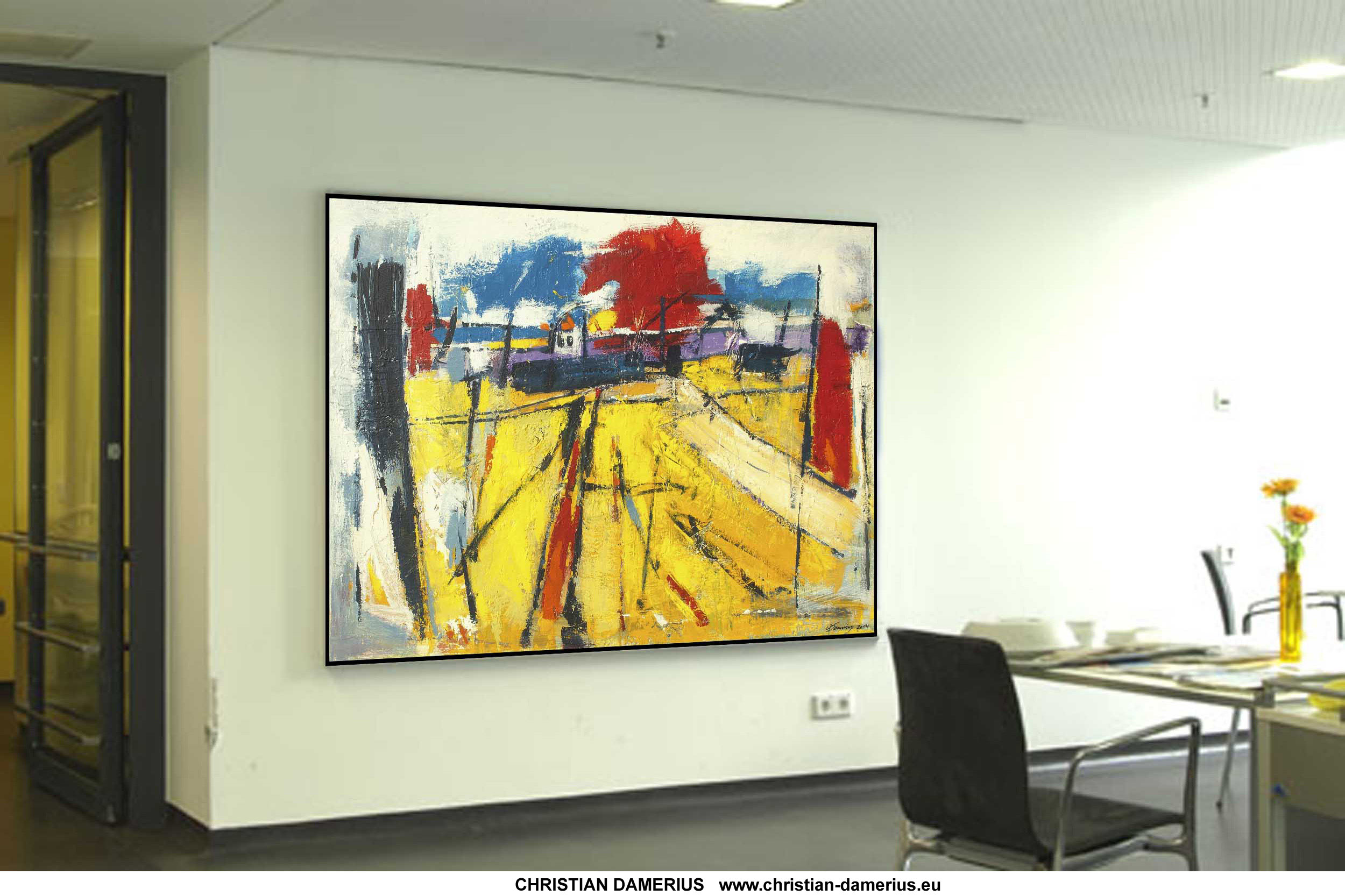 christian damerius,gemälde LANDSCHAFT IN GELB UND ROT,KUNSTDRUCKE LANDSCHAFTSMALEREI KAUFEN,CHRISTIAN DAMERIUS,moderne Wohnraumgestaltung,raumgestaltung wandgestaltung ideen bilder