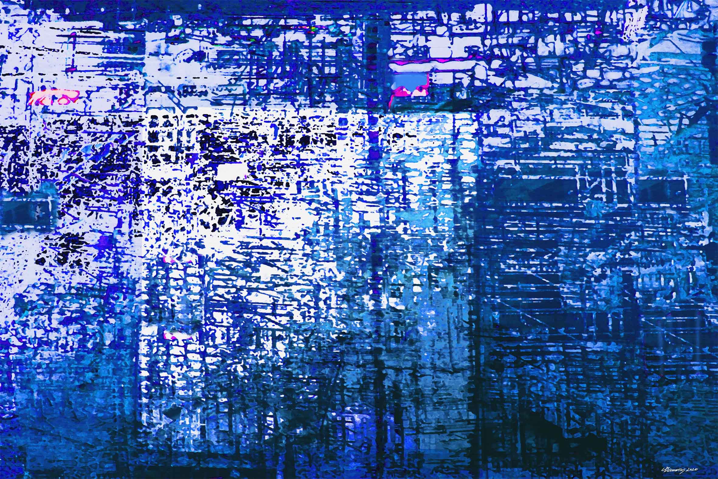 gerüst in blau,moderne malerei kunstdrucke,moderne bilderwände gestalten,kunstdrucke online kaufen,gemälde und kunstdrucke bilderwand,tipps bilderwände,